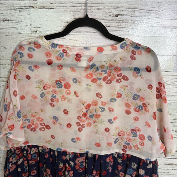 ASOS Floral Print Dress in Cream and Navy size 8 oversized - Picture 5 of 7